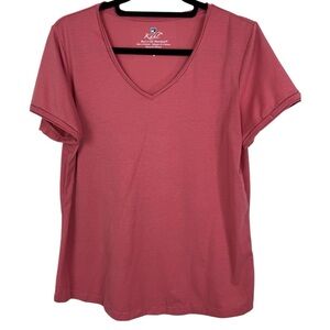 KUHL Inara V-Neck Short Sleeve Tee Women’s Size M pink Rolled Sleeves